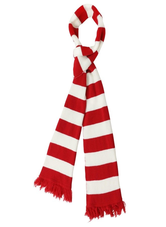 Lyxaof Red and White Striped Scarf Christmas Soft Knit Scarf Winter Classic Striped Scarves Snowman Gru Costume for Women Men (Red) - Image 1